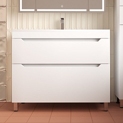 Style Line Тумба с раковиной Остин 100 белая матовая – фотография-2